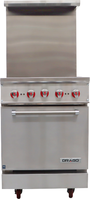 Drago Range 24″ – 4 burner with a space saving 20″ oven DRR24-4B-LP